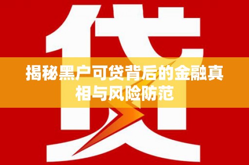 山东揭秘黑户可贷背后的金融真相与风险防范
