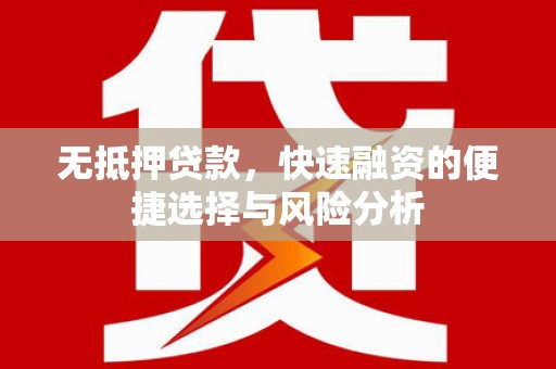 山东无抵押贷款，快速融资的便捷选择与风险分析